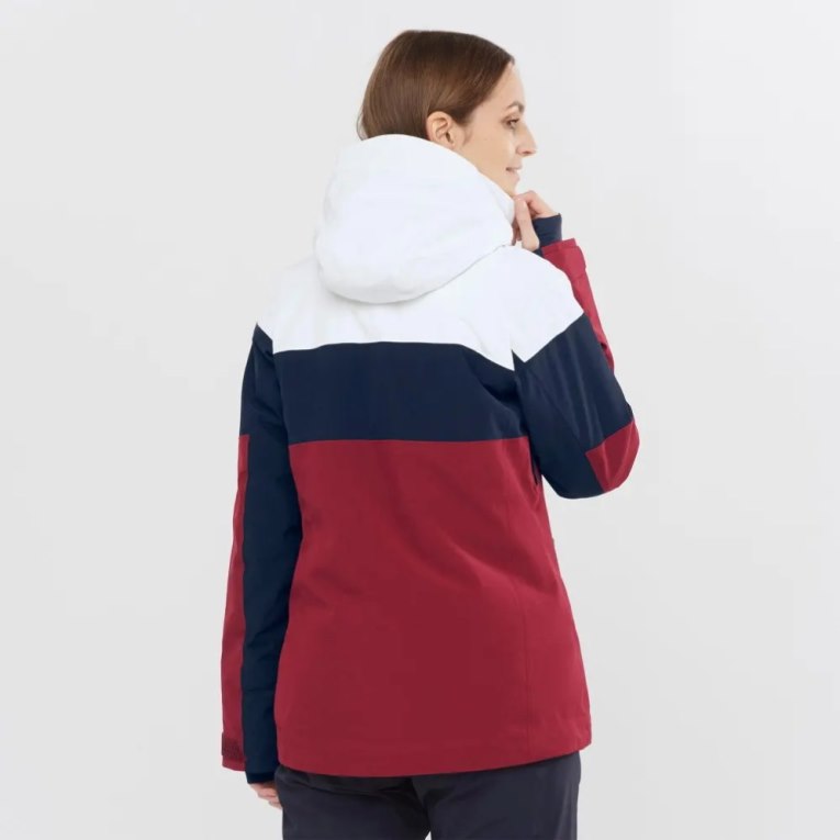 Jaquetas De Esqui Salomon Slalom Insulated Hoodie Feminino Branco Pretas Vermelhas | PT J98506